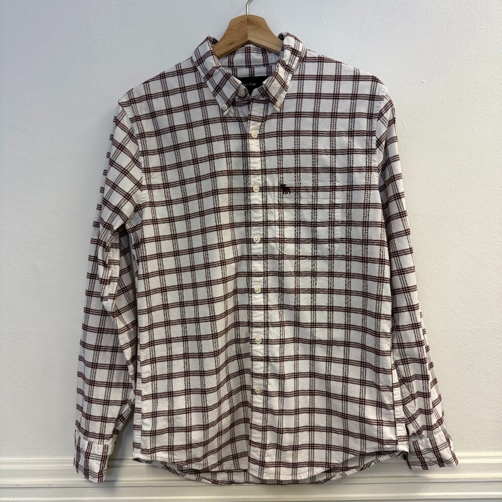 Abercrombie & Fitch Men's Stretch Plaid Button Down Long Sleeve Shirt Size S